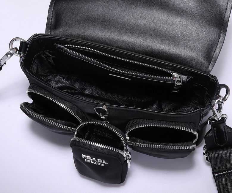 Prada Pocket Nylon Brushed Leather Bag WM1BD29