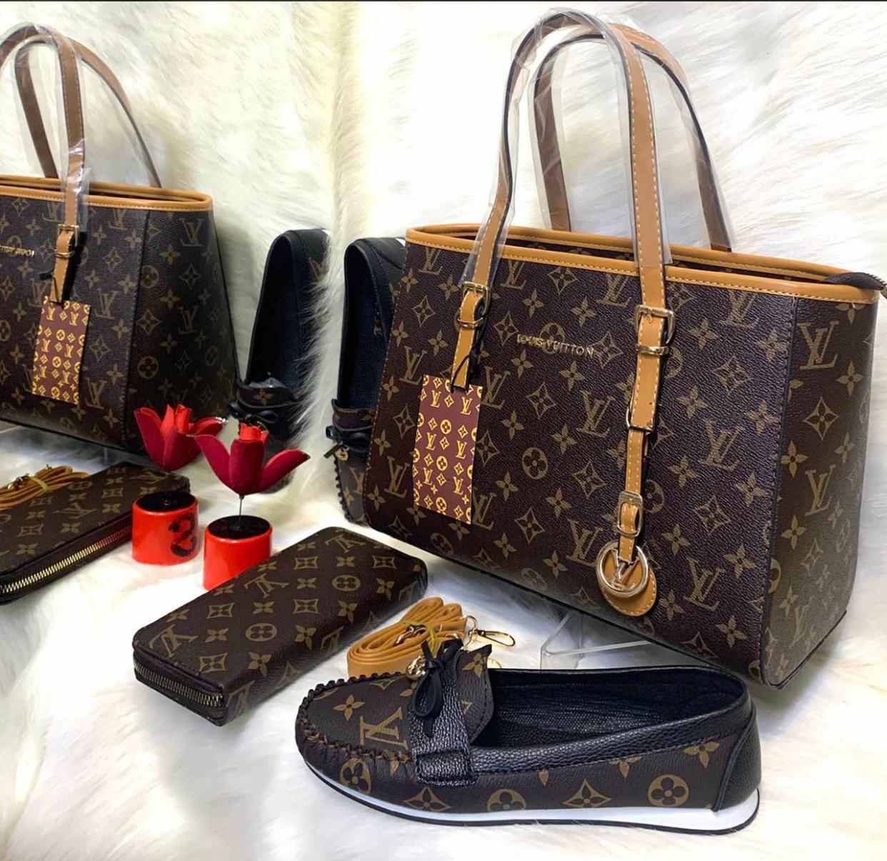 Louis Vuitton Tote Bag and Cute Closed Flats Bt Set