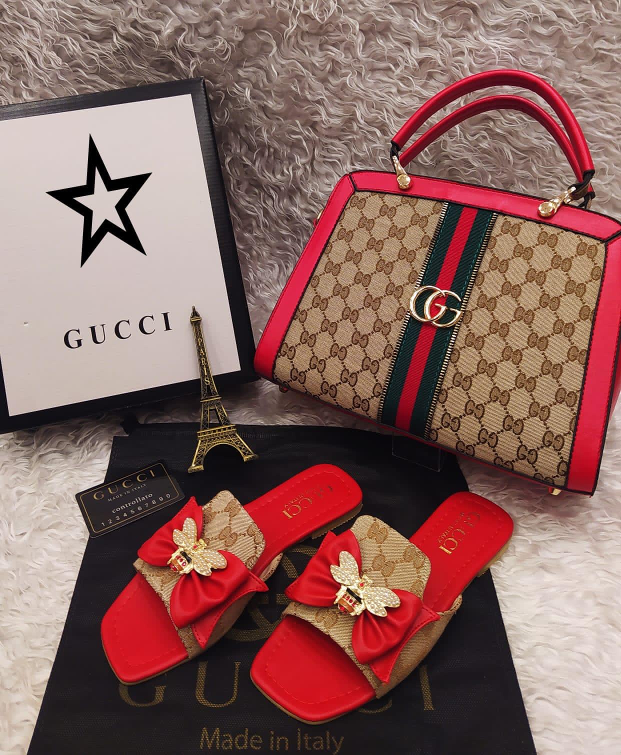Gucci Open Flats and Bag Set 010